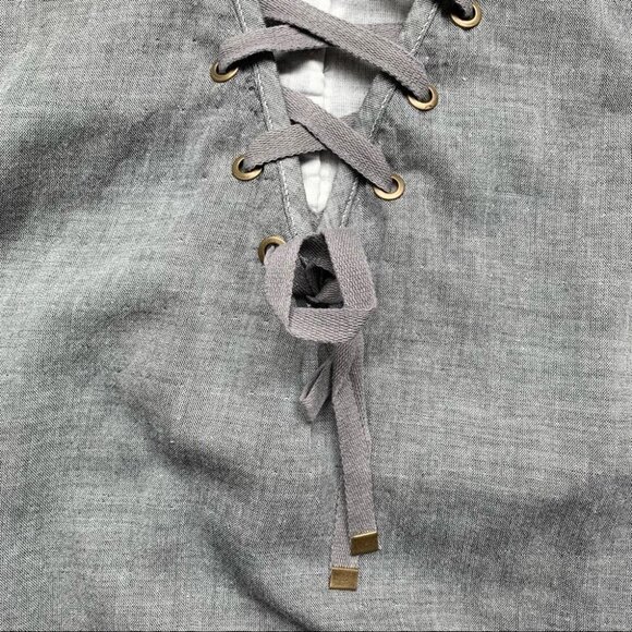 Free People One Teaspoon Dirty Work Tank Top Lace Up Sleeveless Grey Small - Picture 7 of 15